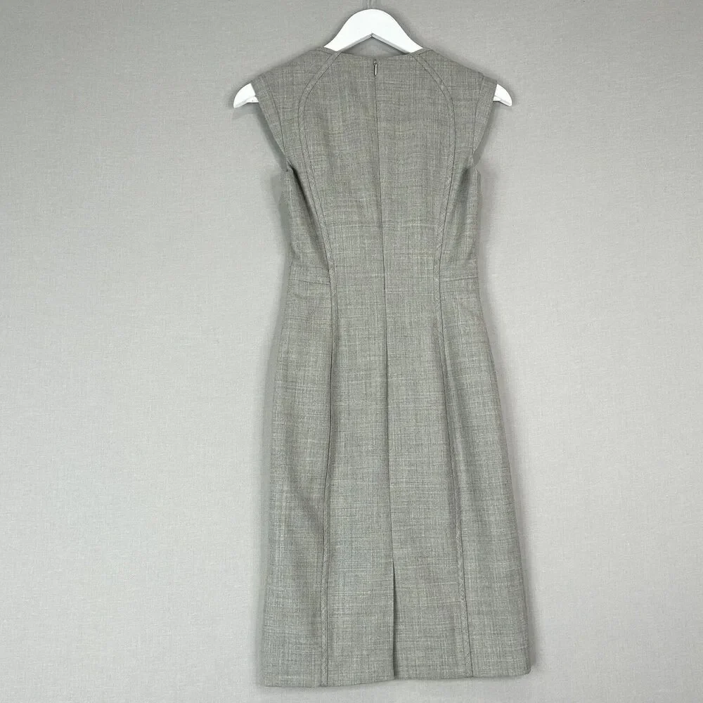 Reiss Rimini Tailored‎ Sheath Dress Womens 0 Gray Wool Blend Office Career Work